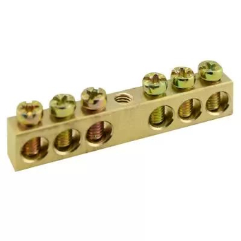 Шина PEN TS-0609C 6х9 6 отверстий крепление по центру Энергия - Электрика, НВА - Щитки и аксессуары для монтажа - Шины нулевые - . Магазин оборудования для автономного и резервного электропитания Ekosolar.ru в Ноябрьске