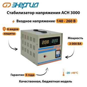 Однофазный стабилизатор напряжения Энергия АСН 3000 - Стабилизаторы напряжения - Однофазные стабилизаторы напряжения 220 Вольт - Энергия АСН - . Магазин оборудования для автономного и резервного электропитания Ekosolar.ru в Ноябрьске
