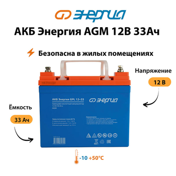 Аккумулятор для ИБП Энергия AGM 12v 33Ah - ИБП и АКБ - Аккумуляторы - . Магазин оборудования для автономного и резервного электропитания Ekosolar.ru в Ноябрьске