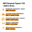 ИБП Энергия Гарант 750 + Аккумулятор S 40 Ач - 12В (450Вт - 49мин) - ИБП и АКБ - ИБП для котлов - . Магазин оборудования для автономного и резервного электропитания Ekosolar.ru в Ноябрьске