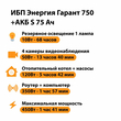 ИБП Энергия Гарант 750 + Аккумулятор S 75 Ач - 12В (450Вт - 91мин) - ИБП и АКБ - ИБП для котлов - . Магазин оборудования для автономного и резервного электропитания Ekosolar.ru в Ноябрьске