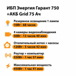 ИБП для котла Энергия Гарант 750 + Аккумулятор Grid 75 Ah 12 v (450Вт - 91мин) - ИБП и АКБ - ИБП для котлов - . Магазин оборудования для автономного и резервного электропитания Ekosolar.ru в Ноябрьске